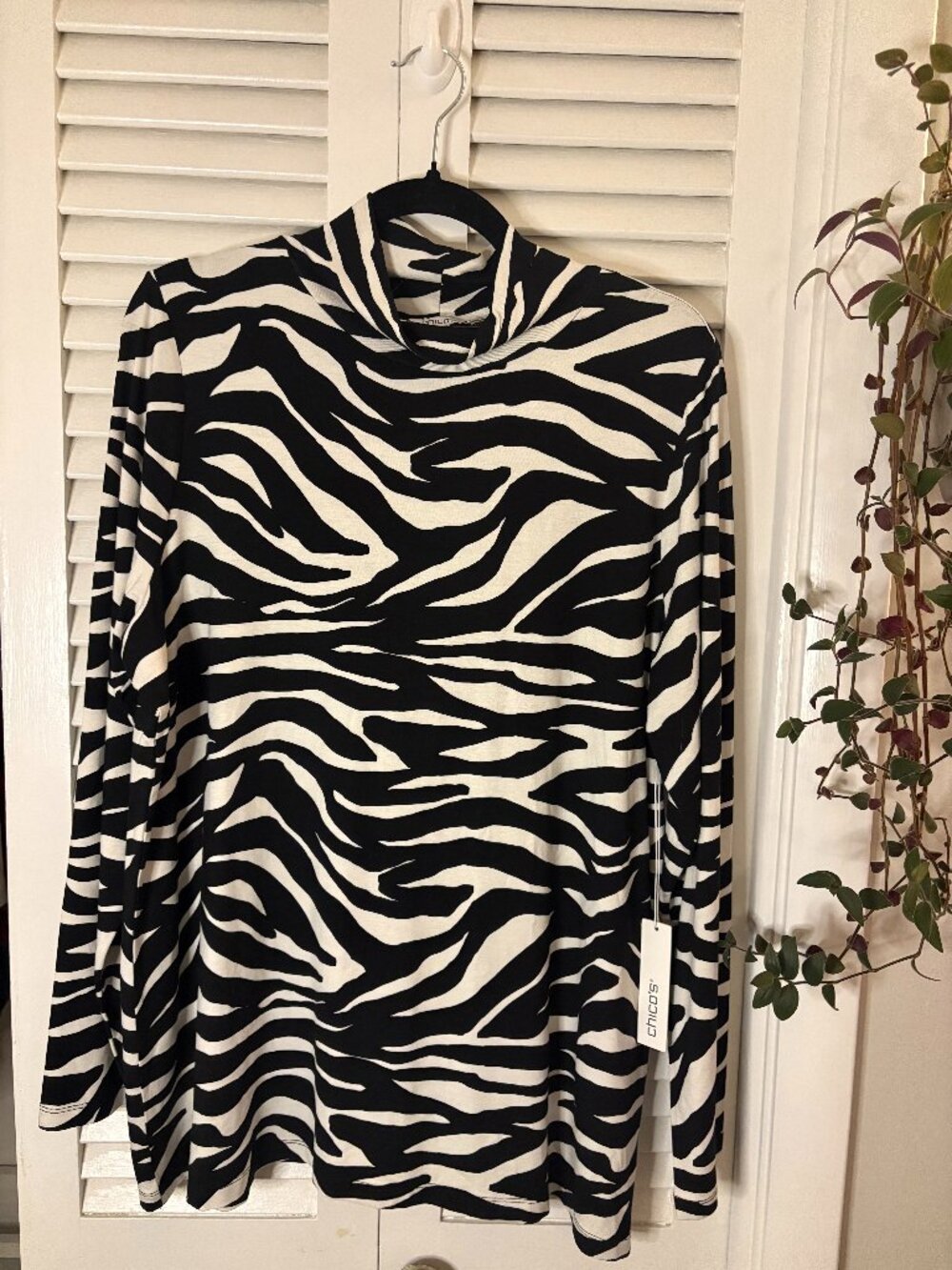 NWT - Chico's Mock Neck Zebra Blouse